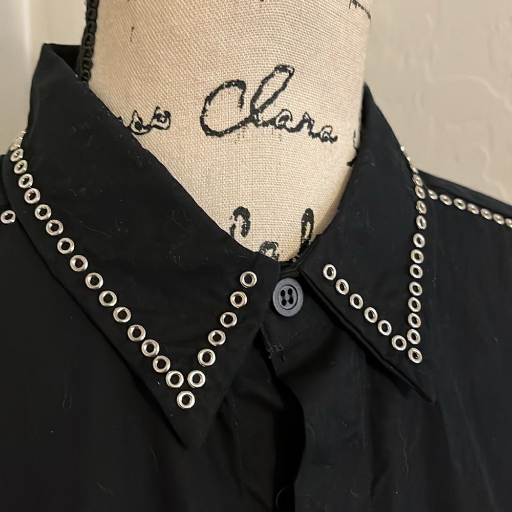 Versus Versace Black Button Rivet Detailing Closure Shirt - Picture 7 of 12